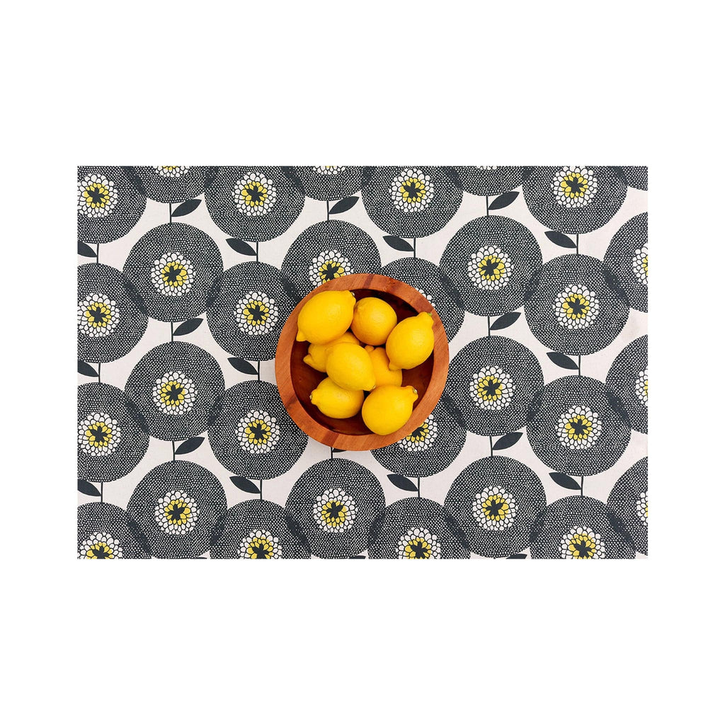 Flower Fields Penny Black Tablecloth 