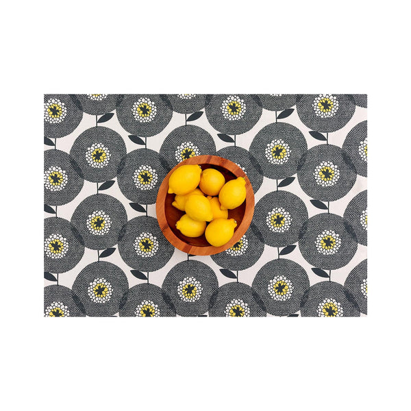 Flower Fields Penny Black Tablecloth 
