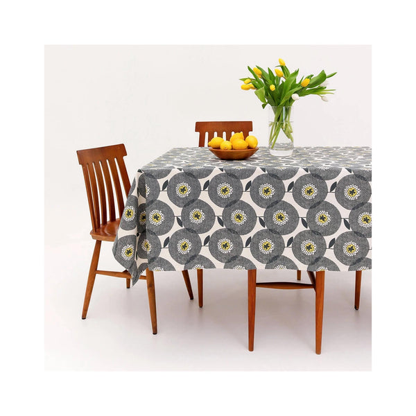 Flower Fields Penny Black Tablecloth 