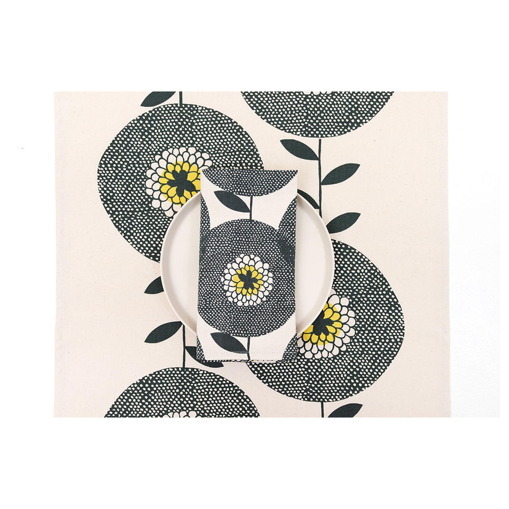 Flower Fields Penny Black Table Runner 