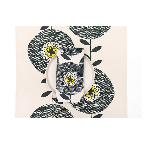 Flower Fields Penny Black Table Runner 