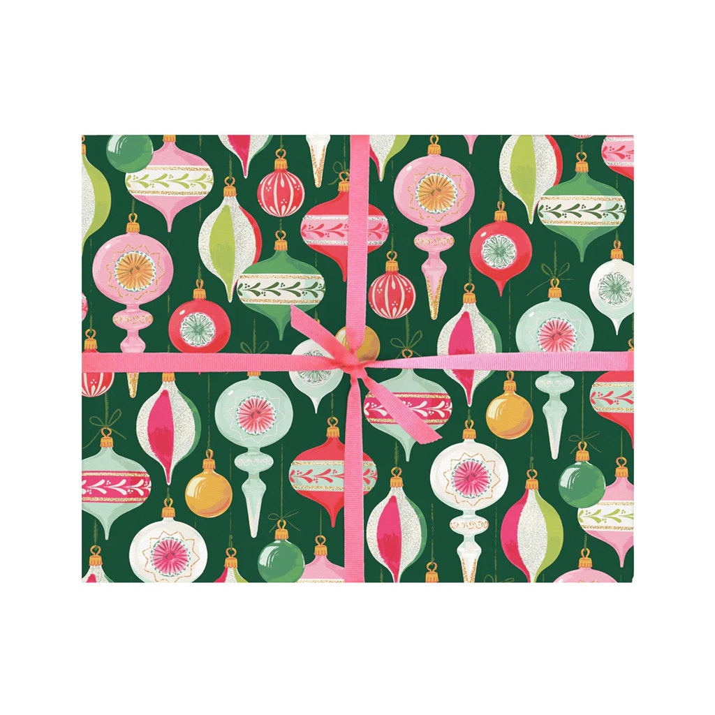 Smudge Ink Wrapping Paper Rolls - Holiday Patterns - Vintage Ornaments