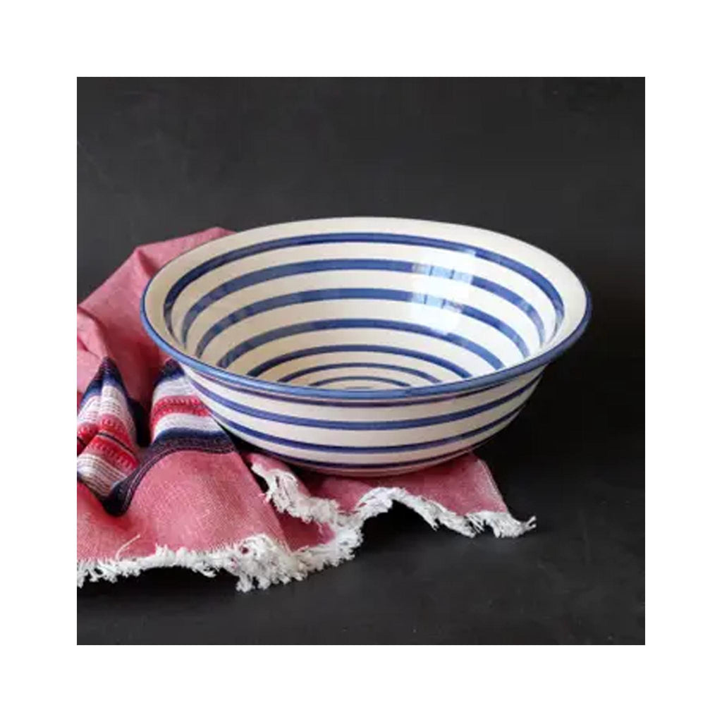 Cobalt Stripe Deep Salad Bowl - profile