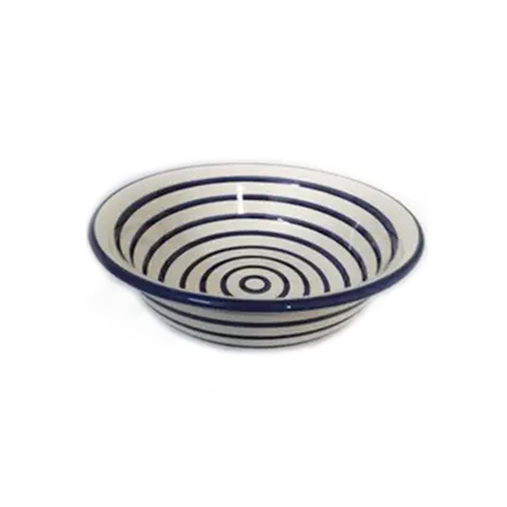 Cobalt Stripe Deep Salad Bowl