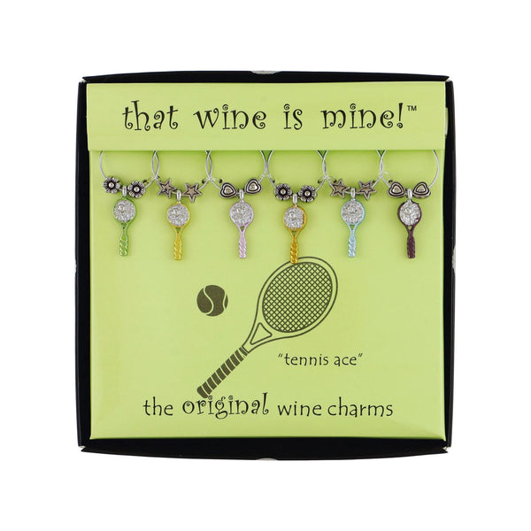 Tennis Racket Wine Charms Set of 6