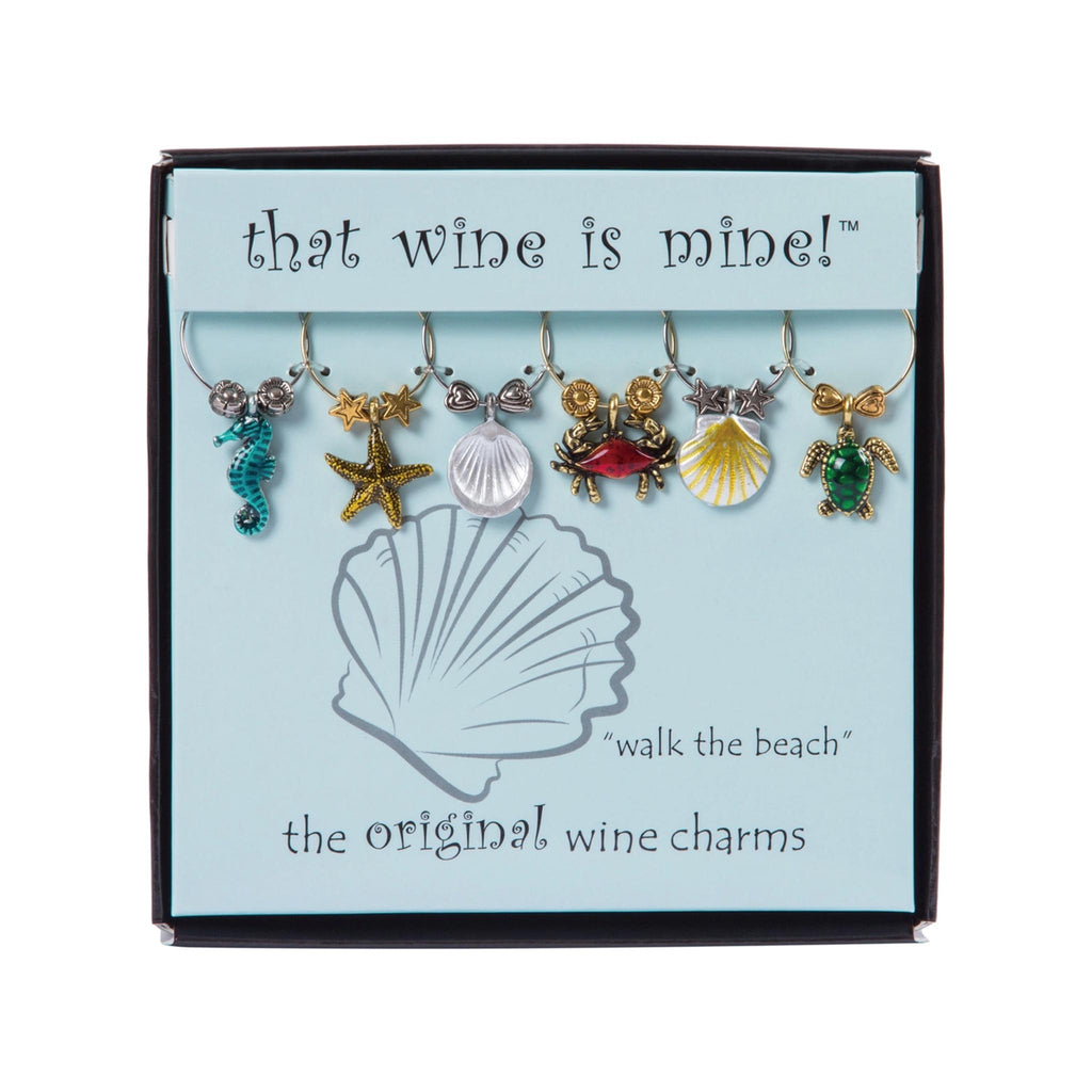Walk the Beach Painted Wine Charms Set of 6