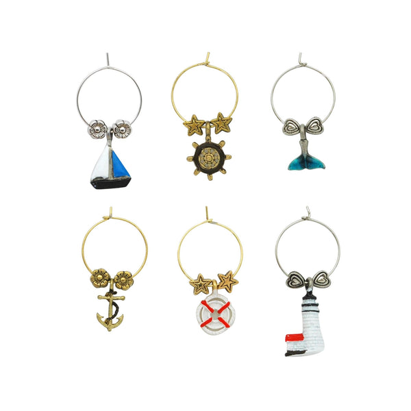 Ahoy Painted Wine Charms Set of 6