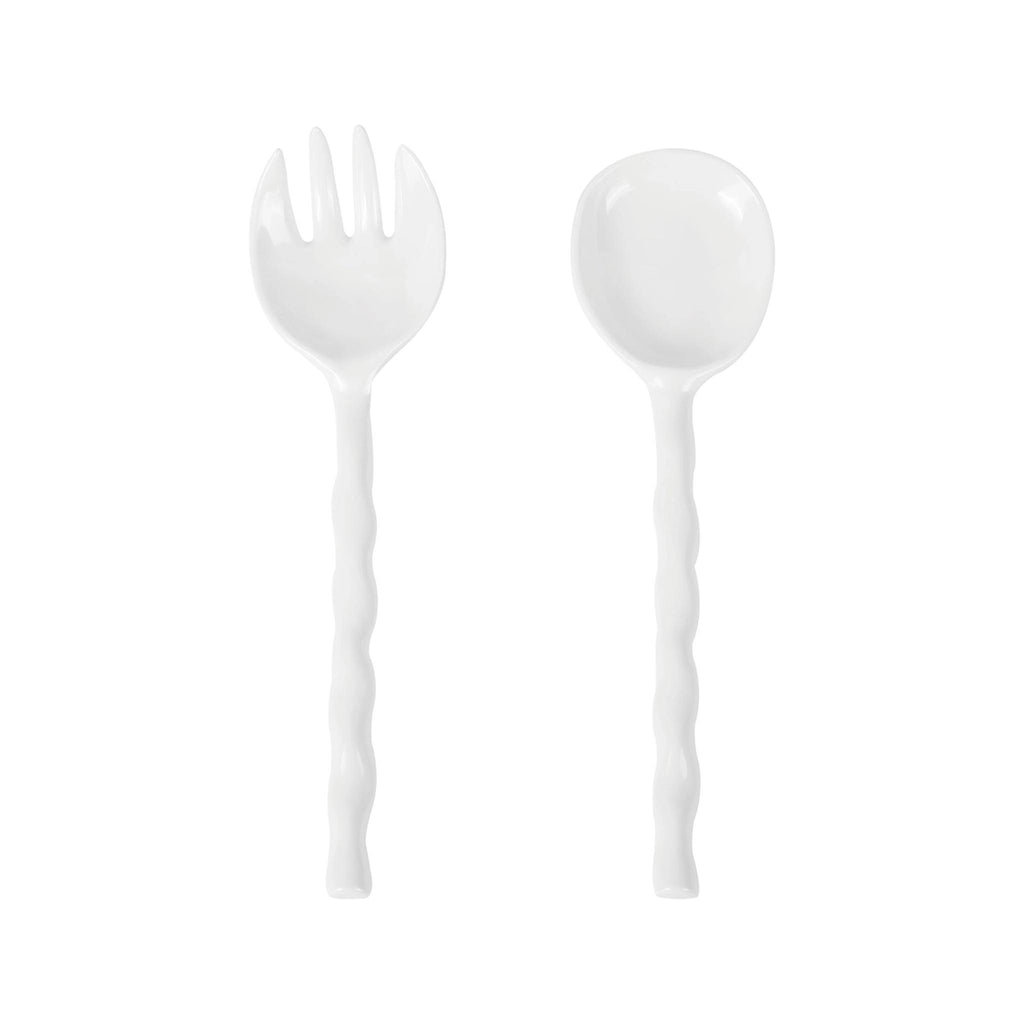 White Melamine Salad Server Set