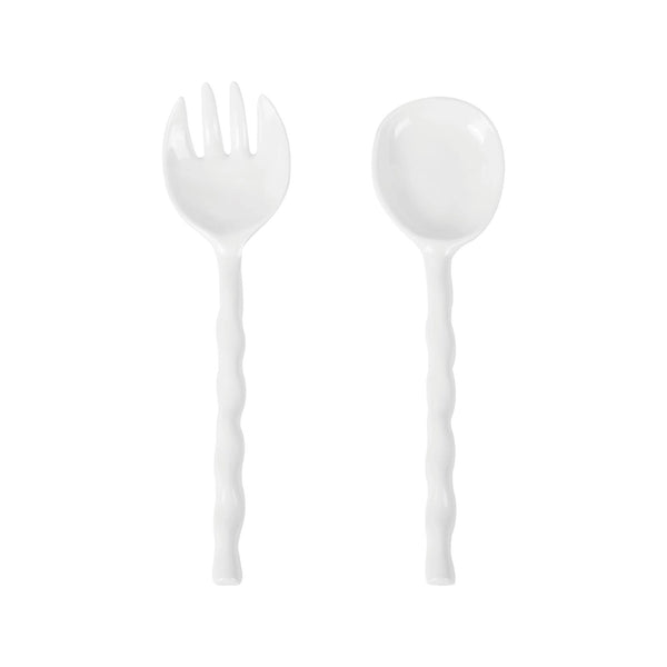 White Melamine Salad Server Set