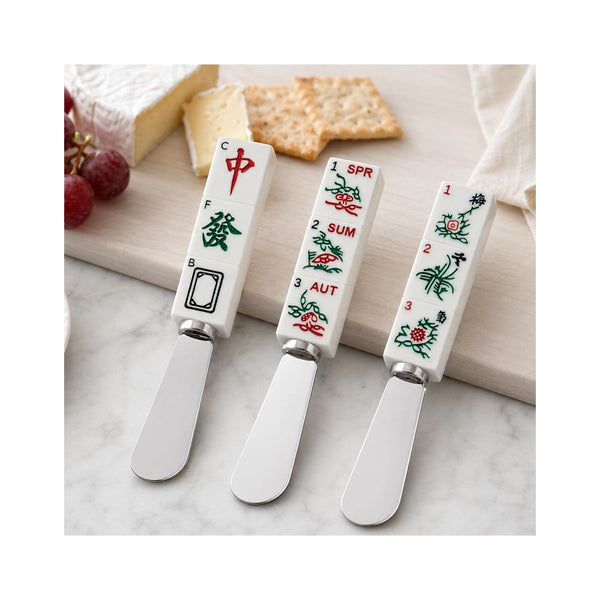3-Piece Mahjong Nine Symbols Cheese Spreader - near board