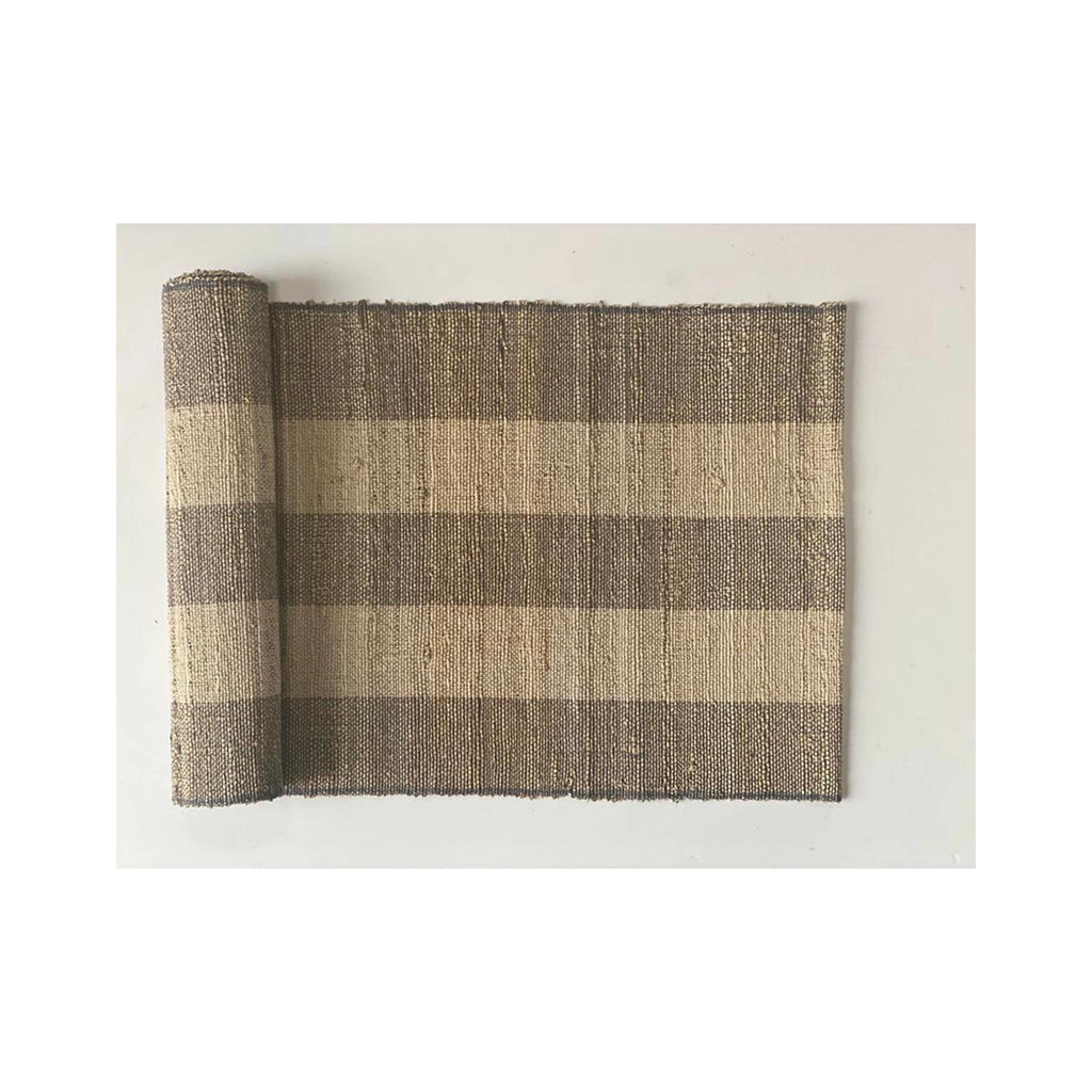 Handwoven Recycled Banana Fiber Runner - Dark Chocolate Stripe