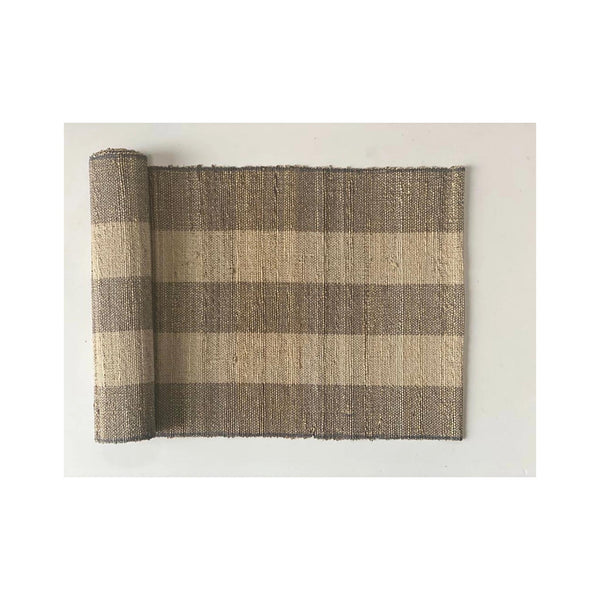 Handwoven Recycled Banana Fiber Runner - Dark Chocolate Stripe