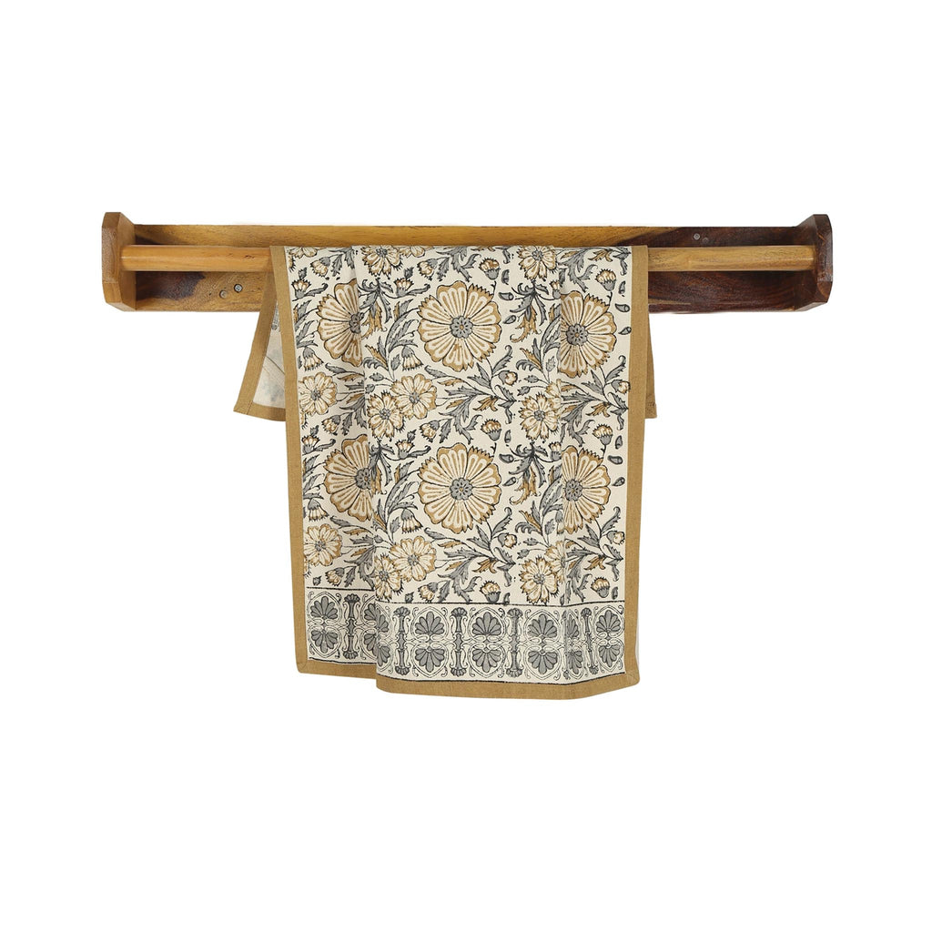Hand Block Printed Kitchen Towel - Bloom Sand