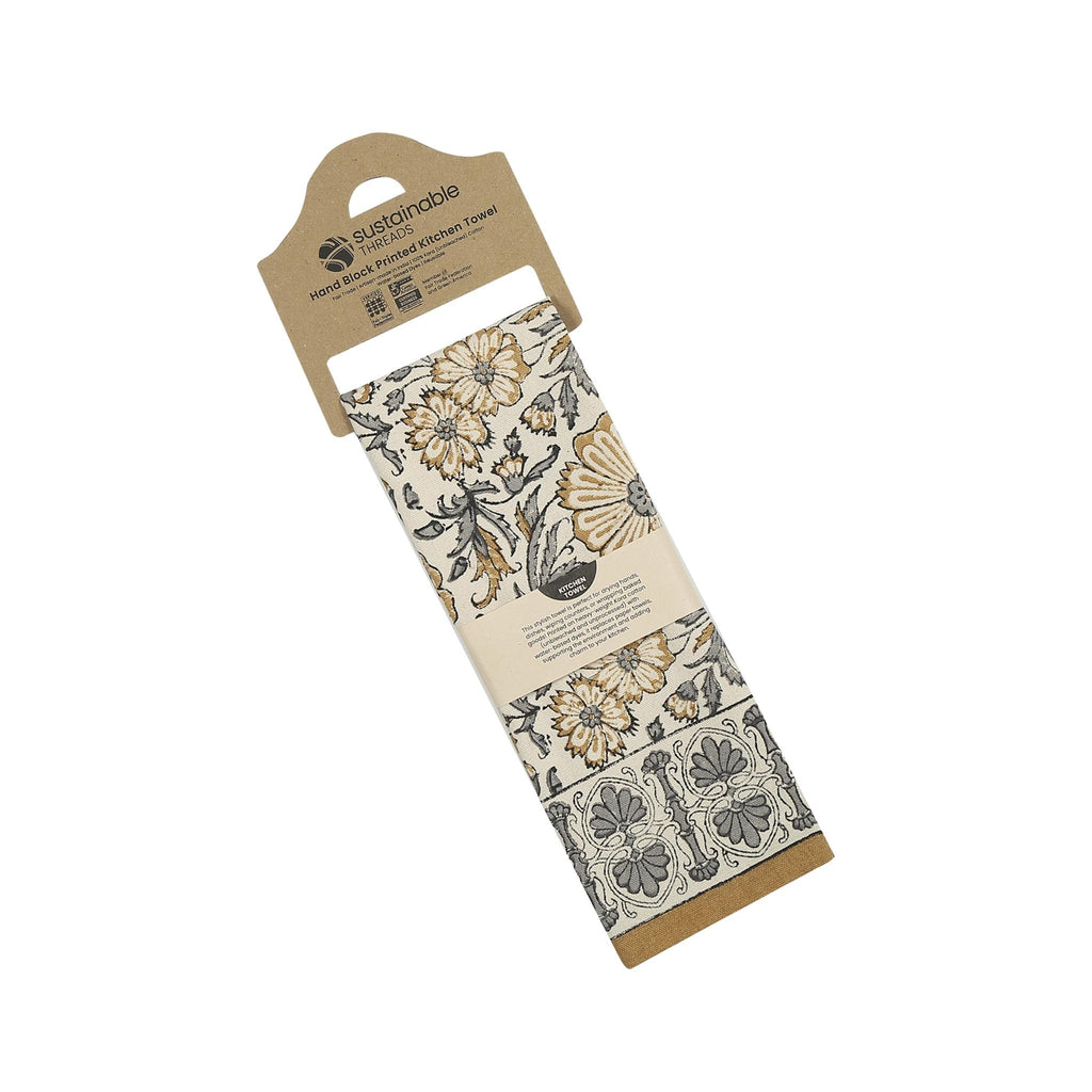 Hand Block Printed Kitchen Towel - Bloom Sand - packaging