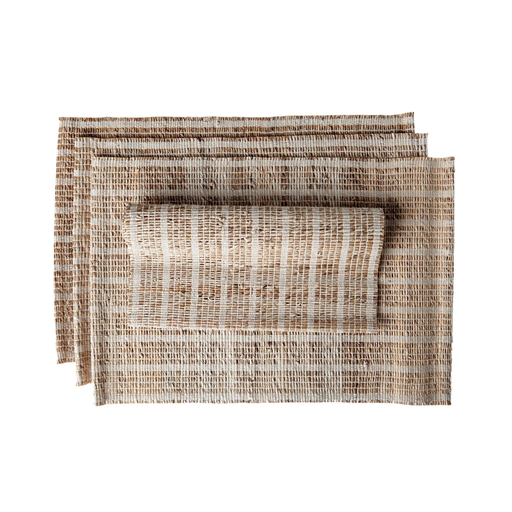 Handwoven Banana Fiber Placemats Set of 4 - Madeleine 