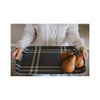 Navy & Green Plaid Large Melamine Tray - in use