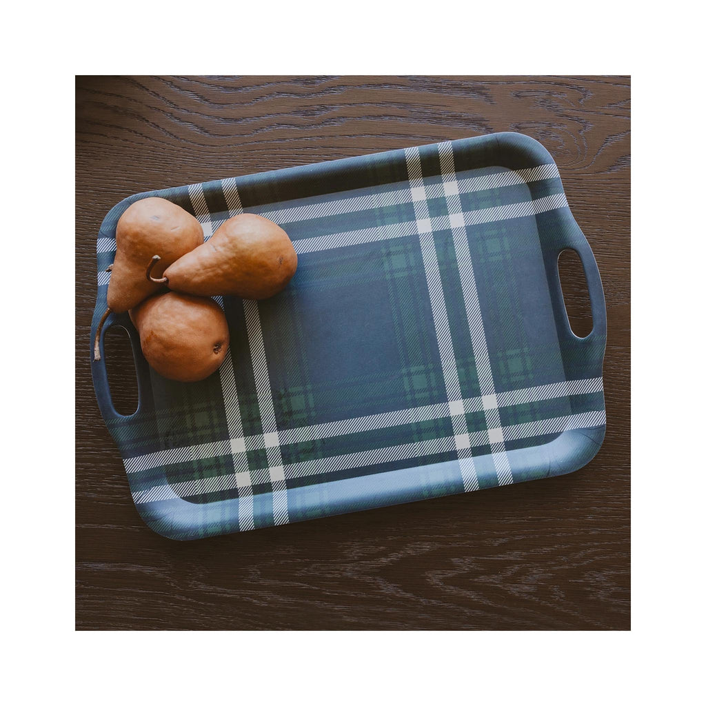 Navy & Green Plaid Large Melamine Tray