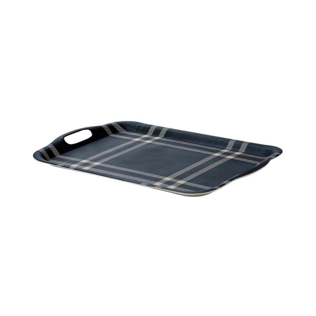Navy & Green Plaid Large Melamine Tray - profile