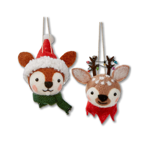 Felt Holiday Reindeer Head Ornaments