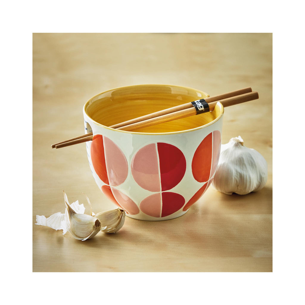 Geo Circles Noodle Bowl with Chopsticks