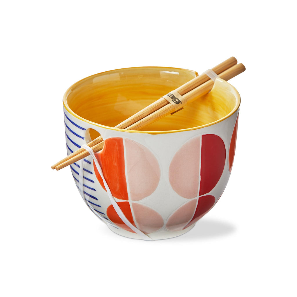 Geo Circles Noodle Bowl with Chopsticks