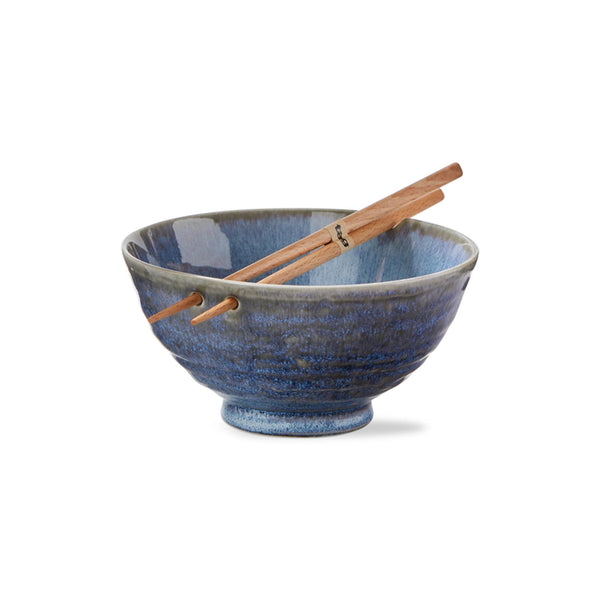 Akira Noodle Bowls with Chopsticks - Blue
