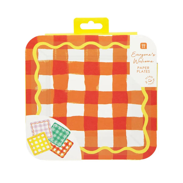Multicolored Square Summer Paper Plates Set of 12 - packaging