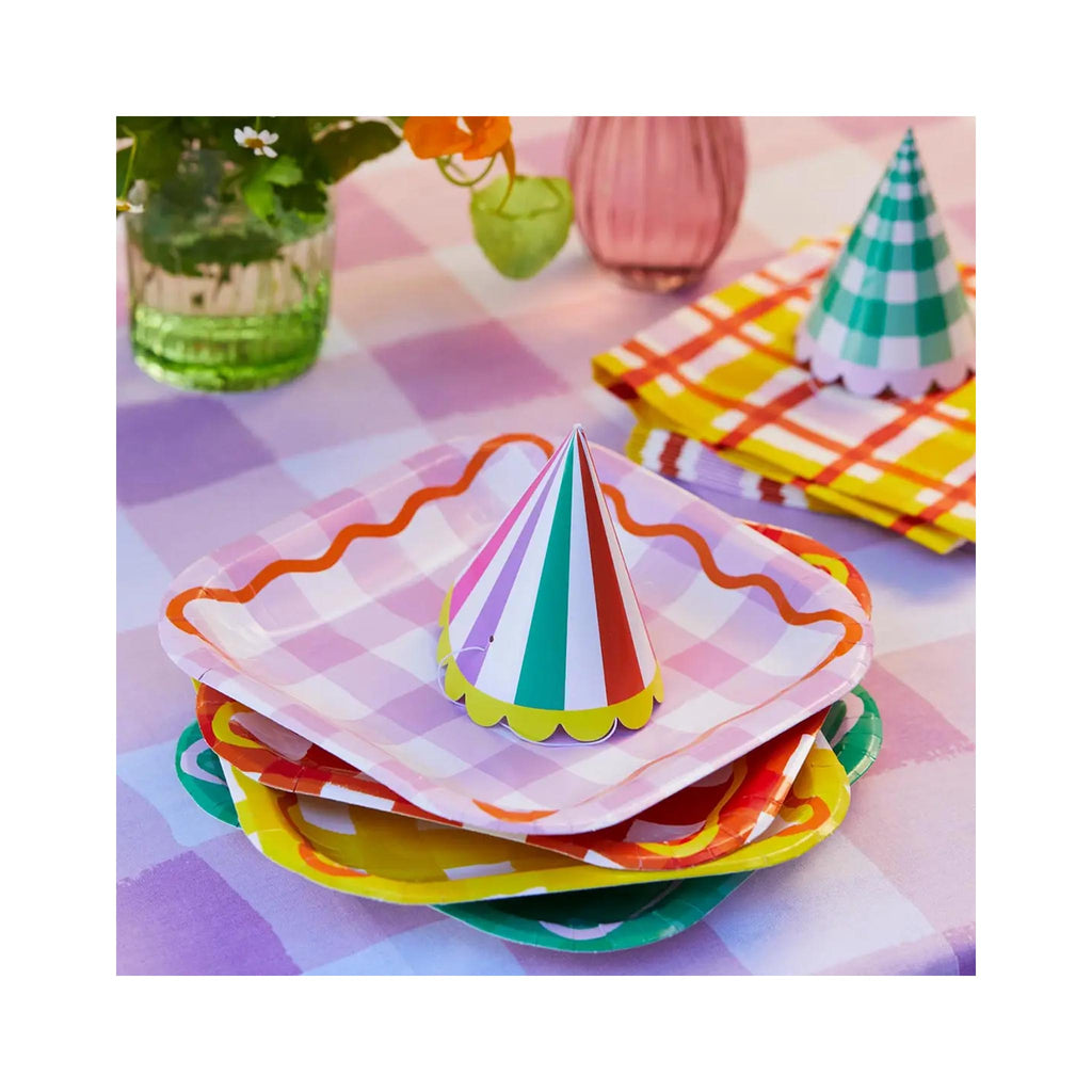 Multicolored Square Summer Paper Plates Set of 12