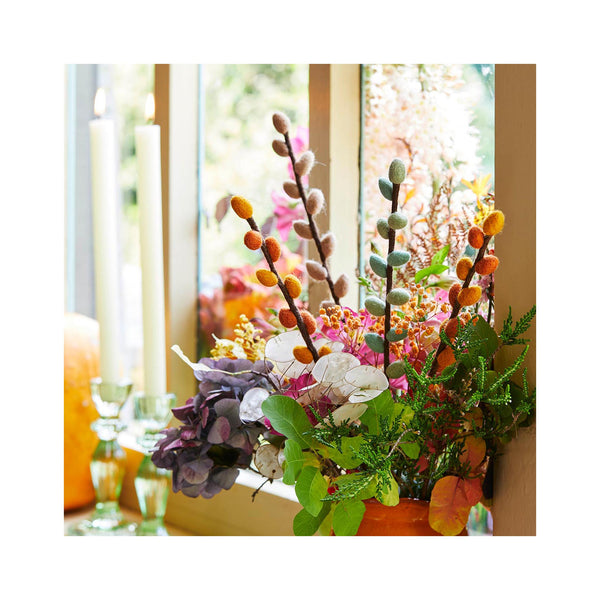 Fall Felt Branch Flower Decoration Set of 4  - in use