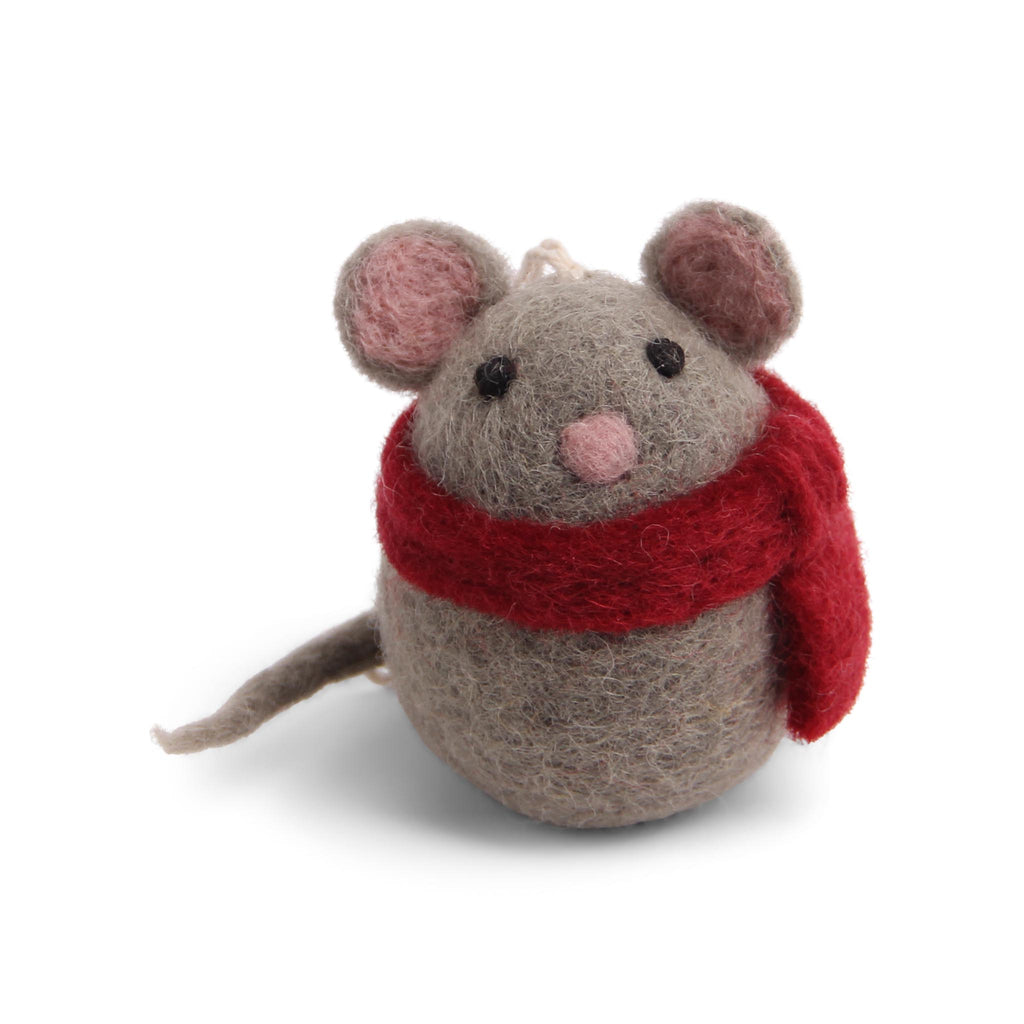 Felt Mouse with Scarf Ornament