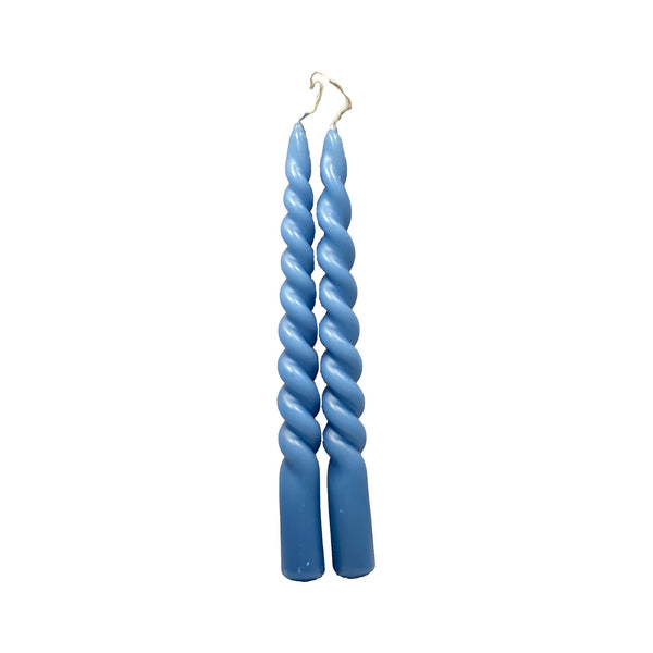 Hand-dipped Twisted Candle Pairs - Nordic Blue