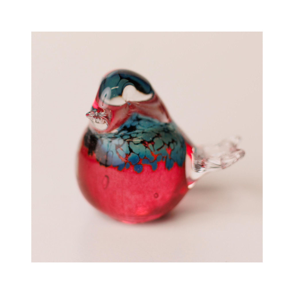 Bianco Blu Glass Figure -  Red Chick