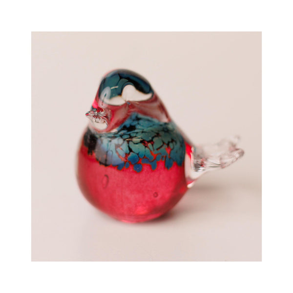 Bianco Blu Glass Figure -  Red Chick