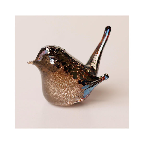 Bianco Blu Glass Figure - Wren