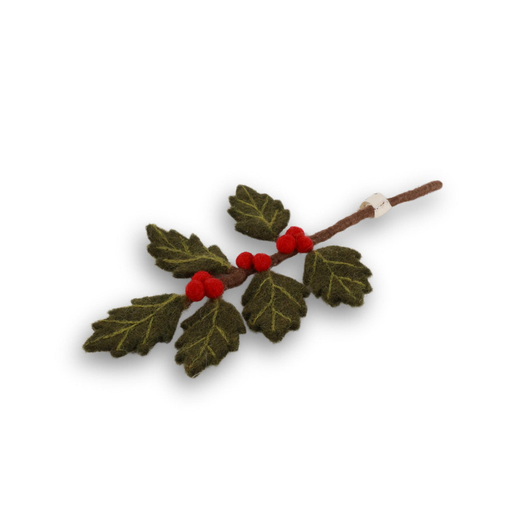 Felt Branch with Holly Berries - Mini