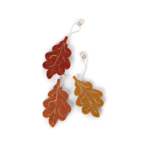 Felt Oak Leaf Ornaments Set of 3