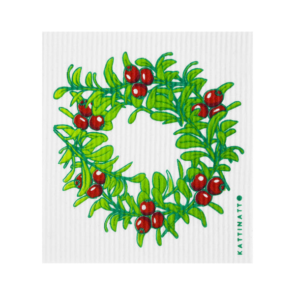 Swedish Dishcloths - Holiday - Lingonberry Wreath