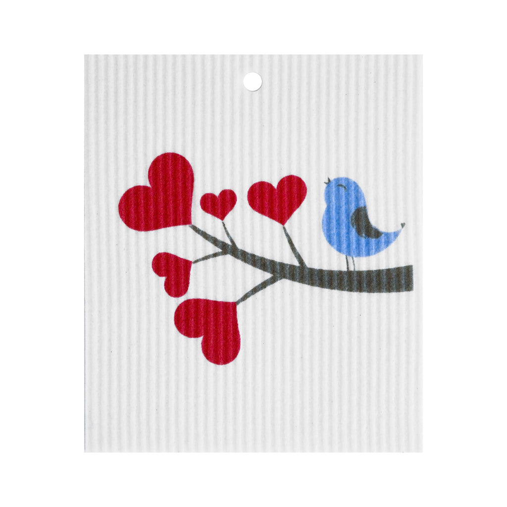 Swedish Dishcloths - Talla Imports - Bird on Heart Branch