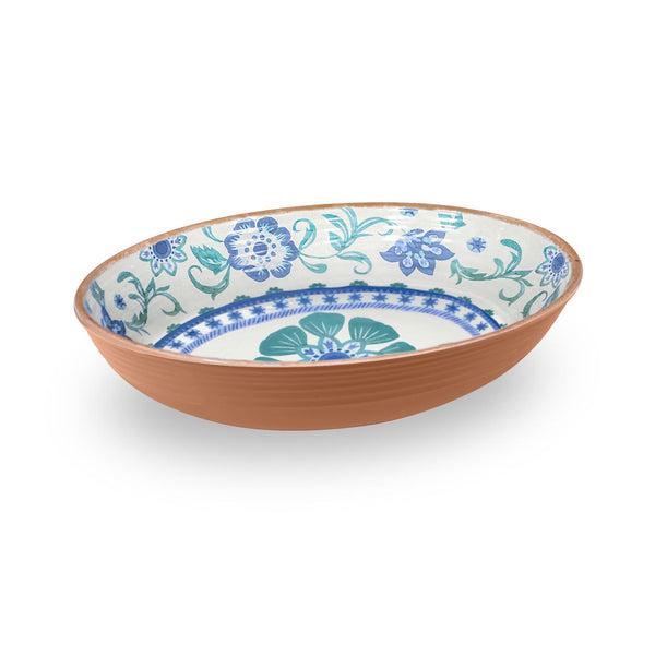 Rio Turquoise Floral Melamine Oval Bowl