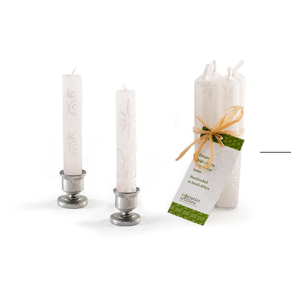 White on White Shabbat Candles Set of 4