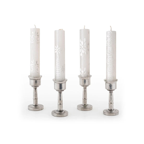 White on White Shabbat Candles Set of 4