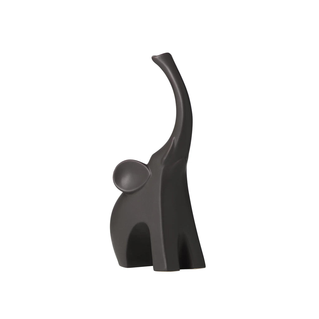 Whimsical Elephant Ceramic Sculpture - Matte Brown