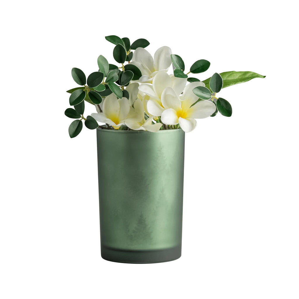 Evergreen Forest Frosted Glass Hurricane Vase - as a vase
