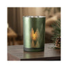 Evergreen Forest Frosted Glass Hurricane Vase - lit
