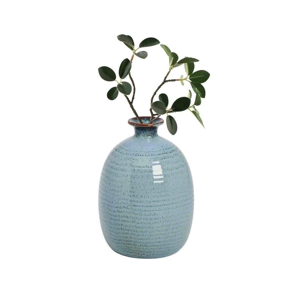 Groove Ridge Blue Reactive Glaze Vases - Small