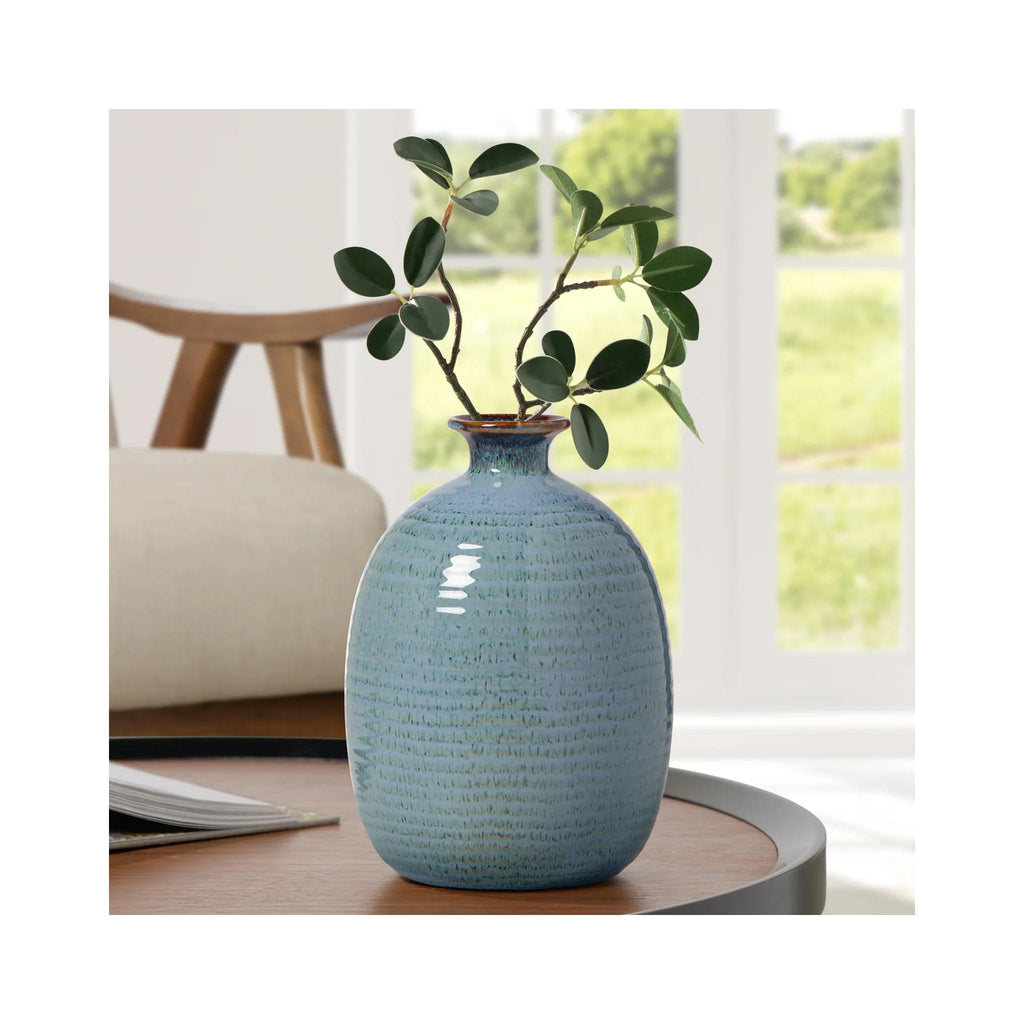 Groove Ridge Blue Reactive Glaze Vases - Small