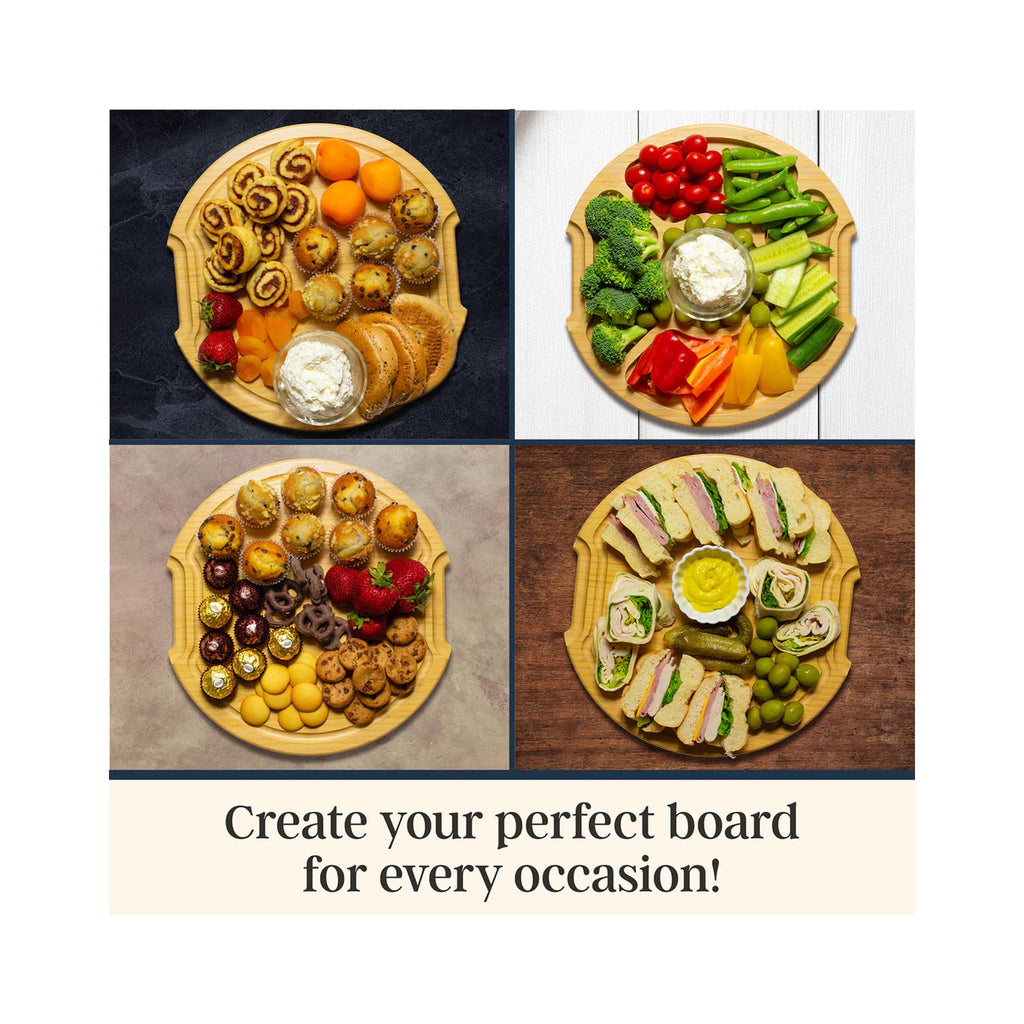 Flip, Serve & Store Round Charcuterie Board with Locking Lid