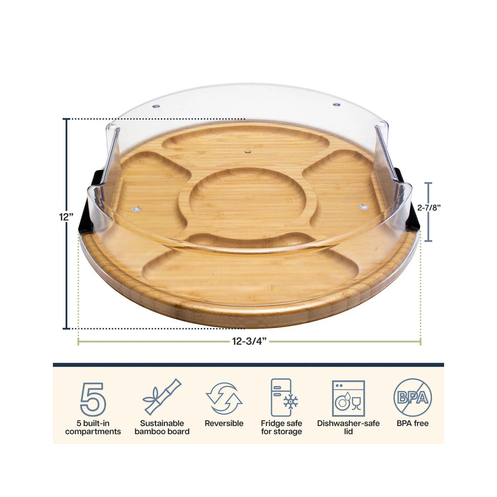 Flip, Serve & Store Round Charcuterie Board with Locking Lid