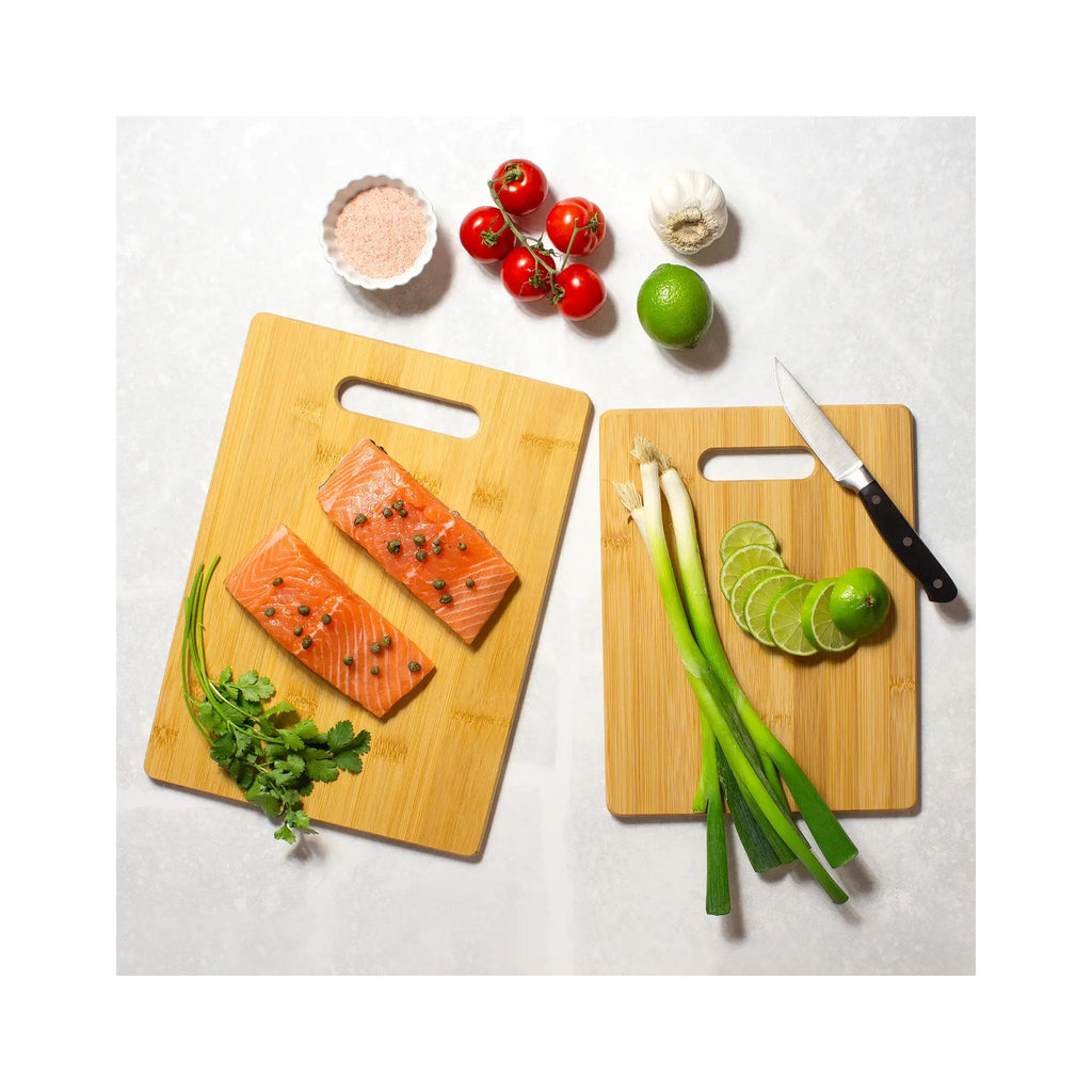 Bamboo 2pc Cutting Board Set - in use