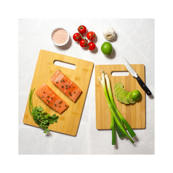 Bamboo 2pc Cutting Board Set - in use